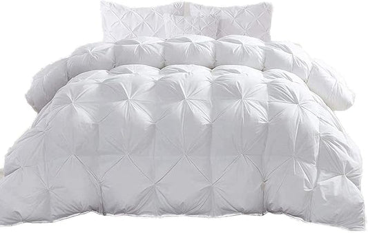 Hypoallergenic 1000-TC Pinch Pleated Down Alternative Comforter 1pc Comforter & 2 pcs Pillow Covers, 700 GSM & All Side Corner Tabs 100% Egyptian Cotton