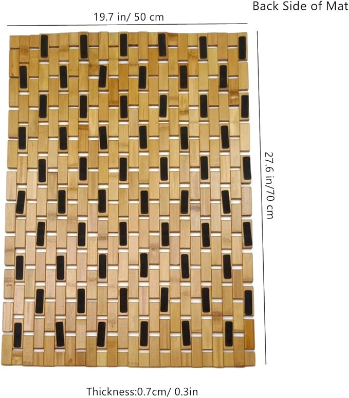 HJJKKH Bath Mat, Wooden Bathroom Mat Rayon Derived from Bamboo 27.6"x19.7", Foldable Non-Slip Floor Mat, Wooden Shower Mat for Bathroom, Bathtub, Spa, Sauna, Hot Tub & Outdoor Use