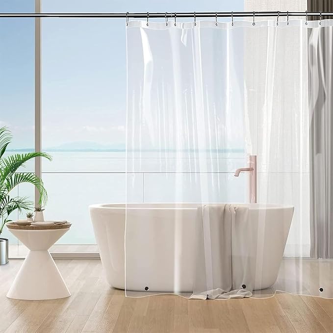 90 Inch Shower Curtain Liner with 6 Magnets, PVEA Clear Plastic Waterproof Extra Long Shower Liner 72 x 90 Inches for Bathroom,Heavy Duty with 12 Rustproof Grommet