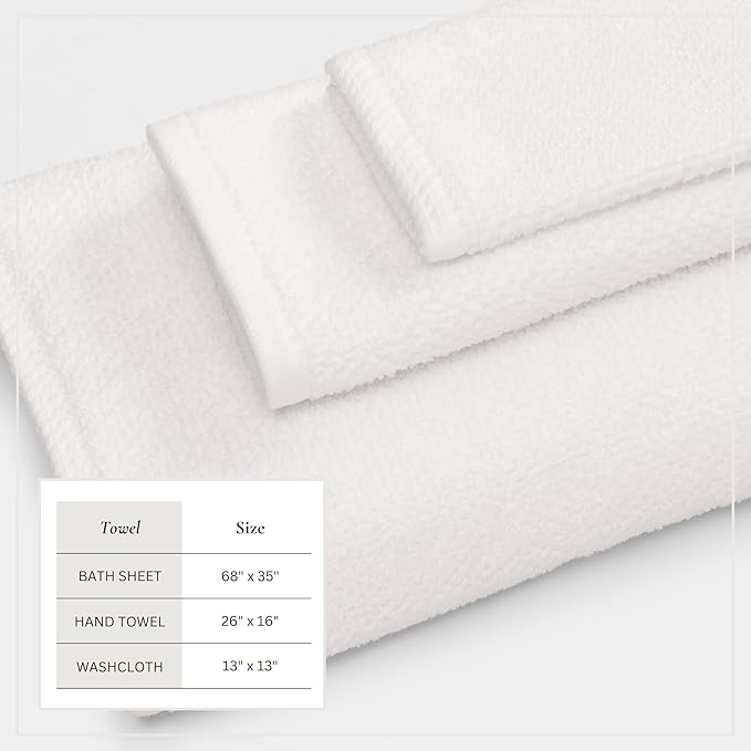Great Bay Home 100% Cotton 6 Piece Bath Sheet Set - Absorbent, Quick-Drying, Durable Bath Towels for Bathroom Decor - Low-Twist, Two-Ply Fibers (Ivory)