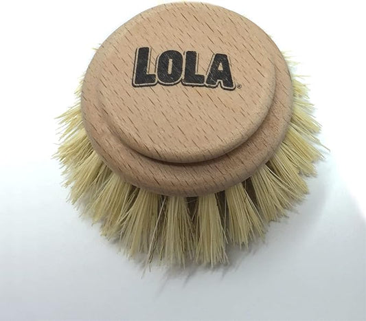 LOLA Replacement Large Head for The Original Tampico Vegetable & Dish Brush, Birchwood & Poly Bristles, Reusable & Washable, 1 Count