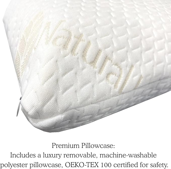 Talalay 100% Natural Premium Latex Pillow - Sleeping Bed Pillow – Luxury Medium Soft Pillow for Side, Back, and Stomach Sleepers -Talalay Latex Helps Relieve Pressure, No Memory Foam Chemicals