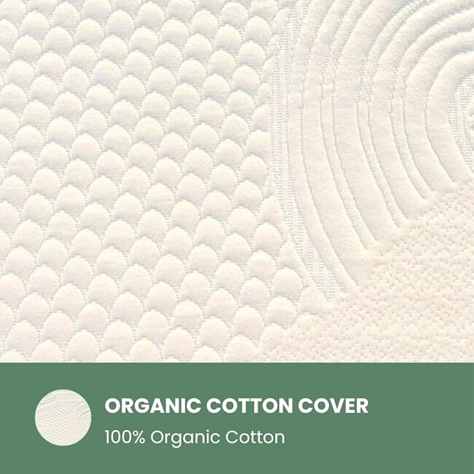 ORGANIC TEXTILES 100% Handmade Organic Shredded Latex Bed Pillow with Organic Cotton Removable Cover - (Queen, Pack of 1)