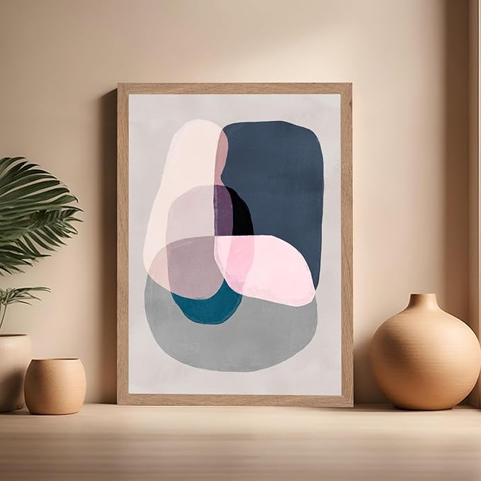 Monem Art Pastel Abstract Color Block Painting Print - Scandinavian Minimalist Art Poster - Wall Decor for Living Room, Bedroom or Office - 16x20 Beige Framed Wall Art by Mareike Bohmer