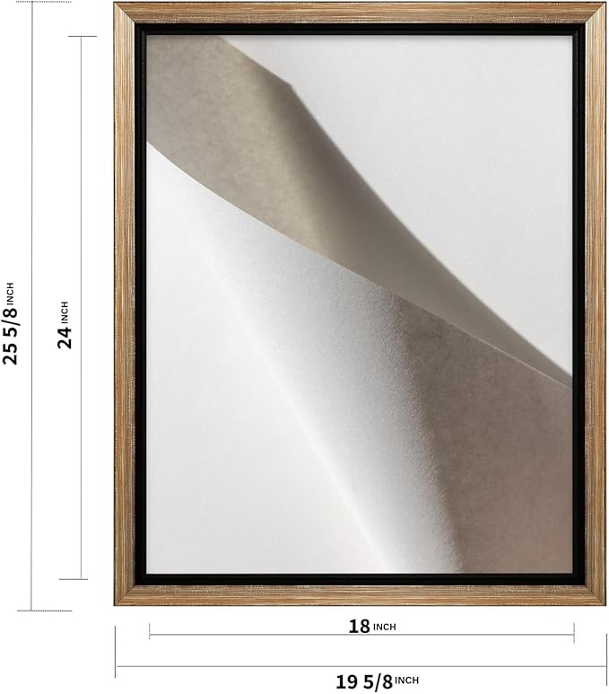 Monem Art Minimalist Folded Paper Abstract Print - Scandinavian Neutral Texture Art Poster - Wall Decor for Living Room, Bedroom or Office - 18x24 Silver Framed CANVAS Wall Art by Mareike Bohmer