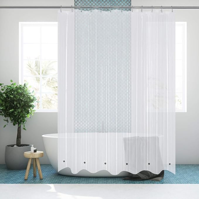 Mrs Awesome 70x70 Shower Curtain Liner with 6 Magnets PEVA 8G Thick & Heavy Duty Plastic Shower Curtain for Bathroom, Waterproof,70 x 70 inches, Clear
