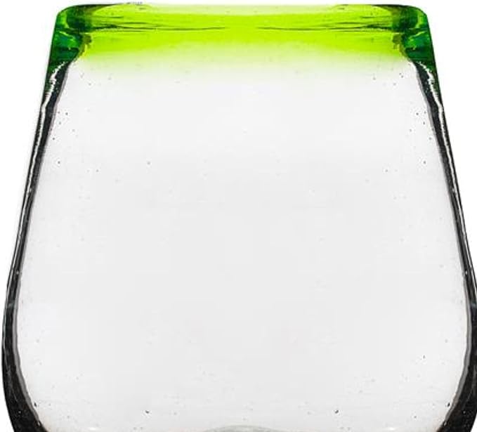 10 Strawberry Street Lime Rim Mexican Glassware, Stemless Wine, Set of 4