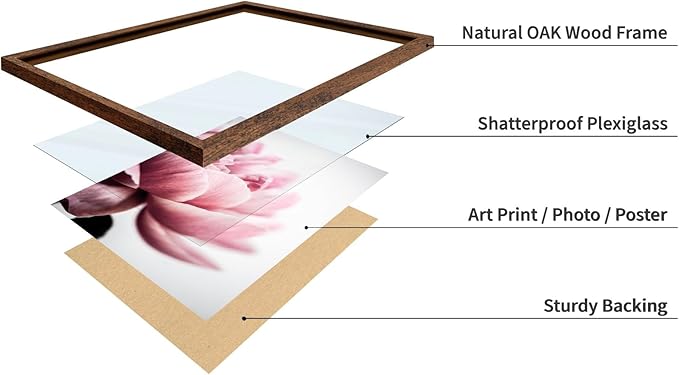 Monem Art Pink Peony Macro Photography Print - Minimalist Floral Art Poster - Wall Decor for Living Room, Bedroom or Office - 8x10 Brown Framed Wall Art by Mareike Bohmer