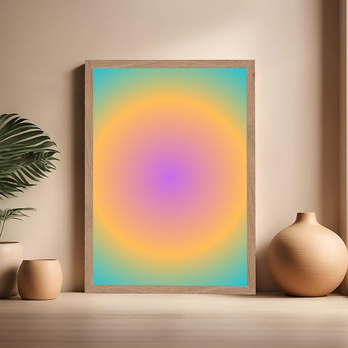 Monem Art Radiant Gradient Glow Print - Modern Abstract Color Field Poster - Wall Decor for Living Room, Bedroom or Office - 16x20 Beige Framed Wall Art by Rs Lab Studio