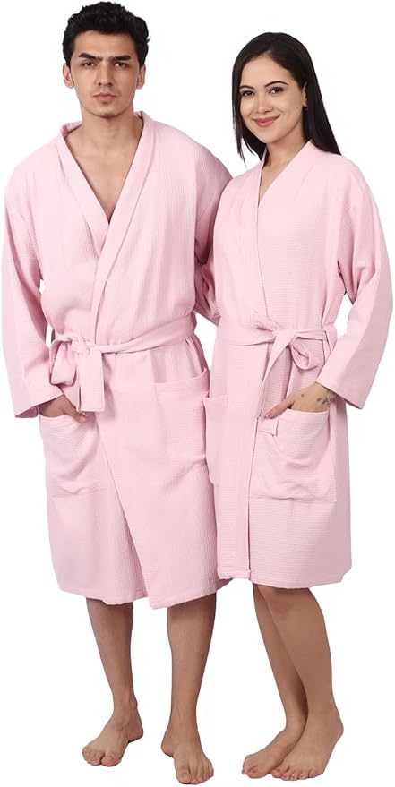 Women's Waffle Bathrobe – 100% Cotton, Lightweight & Absorbent, Spa Robe, Hotel & Lounge Robe