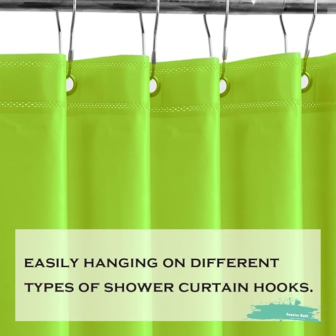 Lime Green Plastic Shower Curtain Or Liner, 72x72 Inch Lightweight Plastic Bathroom Shower Showroom Inner Curtain with Rustproof Metal Grommet Holes and Weighted Magnets