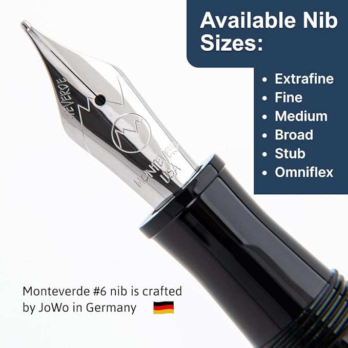 Monteverde USA Aldo Domani Green Fountain Pen - Stub Nib - Hand-Crafted Resin Pen with JoWo Nib - Perfect for Calligraphy and Creative Writing