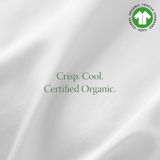 Threadmill 100% Organic Cotton Sheets for King Size Bed | GOTS Certified Hotel Percale Sheets | Deep Pocket | 4 Piece | White
