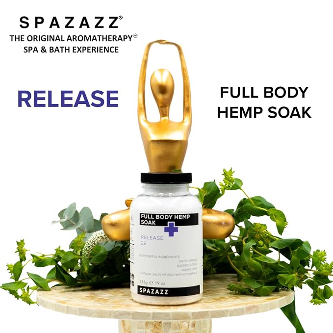 Spazazz Full Body Hemp Soak - 1000mg Hemp - Spa Hot Tub & Bath Aromatherapy Bath Salt Crystals - 538g/19oz (Release 22)