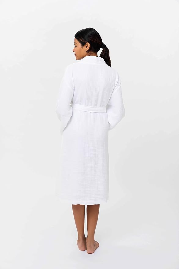 Woven Stories Cocoon Cotton Waffle Luxury Light Chic Robe For Women and Men