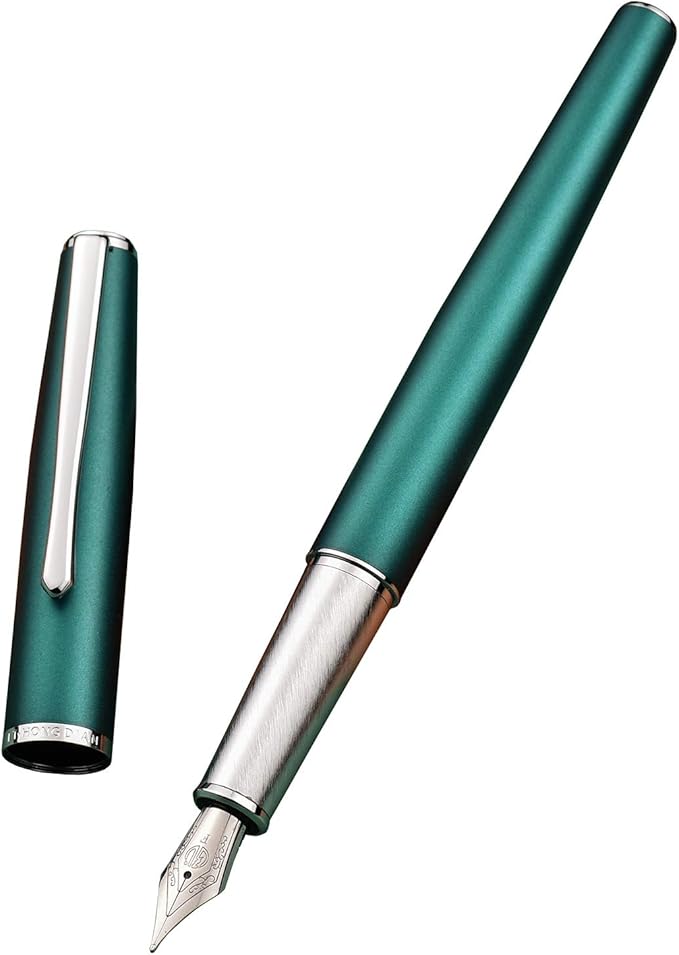 Hongdian 920 Green Metal Fountain Pen Medium Nib Classic Pen, Includes Refillable Converter and Pen Pouch