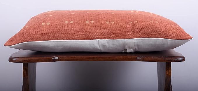 Trade Star Lumbar Pillow Covers 100% Cotton Cushion Cover Indian Decorative Cushion Cover Luxurious Throw Pillow Cover for Room Decor Handloomed Mudcloth Cushion Case (Rust Blossom 14X22 INCHES)