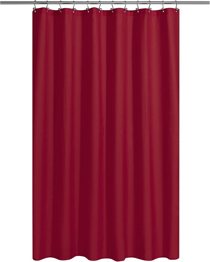 N&Y HOME Fabric Shower Curtain or Liner with Magnets - Hotel Quality Red Shower Curtain for Bathroom, Machine Washable, Water Repellent - Red, 72x72
