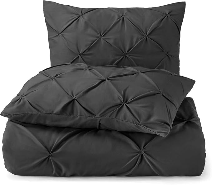 2 Pack Pillow Shams Standard Size 20x26 – 600 Thread Count 100% Organic Cotton Pinch Grey Pillow Covers with 2 Inch Flange, Soft & Smooth Premium Hotel-Quality Pillowcases Set of 2