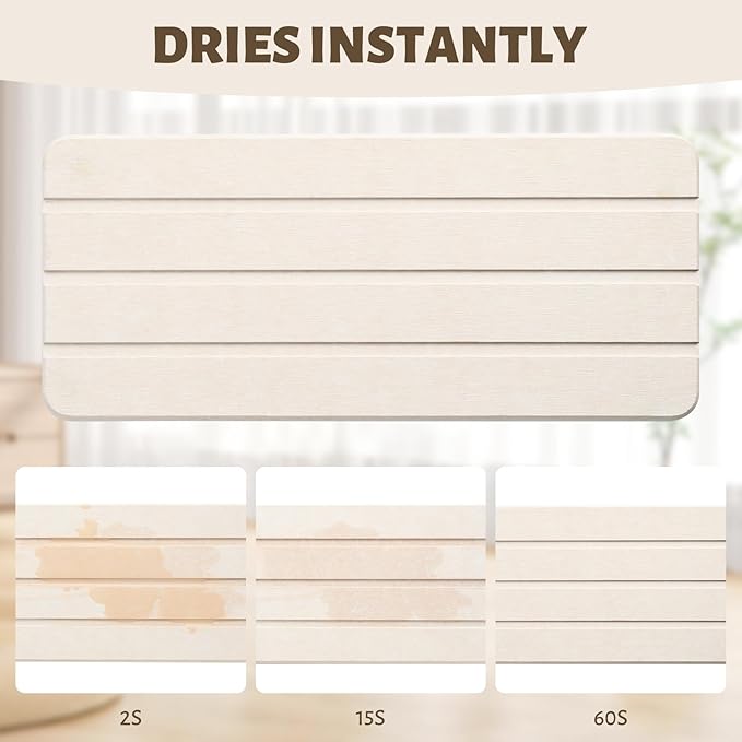 2 Pcs Fast Drying Diatomite Bathroom Tray, Grooved Design, Water Absorbing Stone,Soap Dish Holders for Bathroom Counter, Water Absorbing Stone Sink Organizer for Bathroom and Kitchen (White)