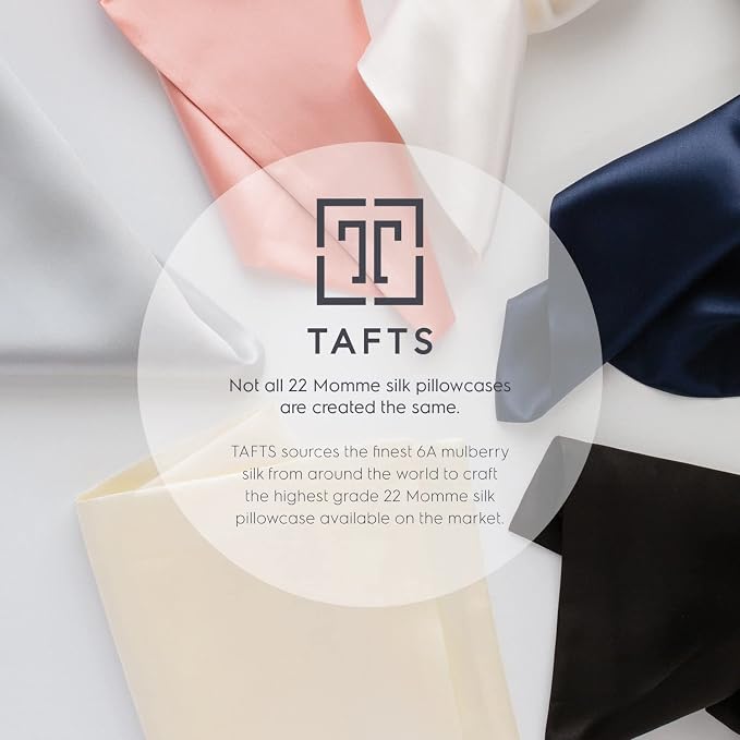 Tafts Silk Pillow Cases - 22mm 100% Pure Mulberry 6A Silk Pillowcase for Hair & Skin with Envelope Closure, No Zipper, Cooling, Natural, Organic, Double Sided Pillow Case (Nude, King 20x36, 1pc)