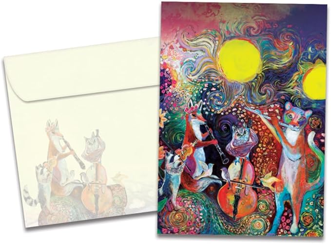 Tree-Free Greetings - Birthday Card - Artful Designs - 1 Card + Matching Envelope - Made in USA - 100% Recycled Paper - 5 x 7 - Animal Serenade (GO61532)
