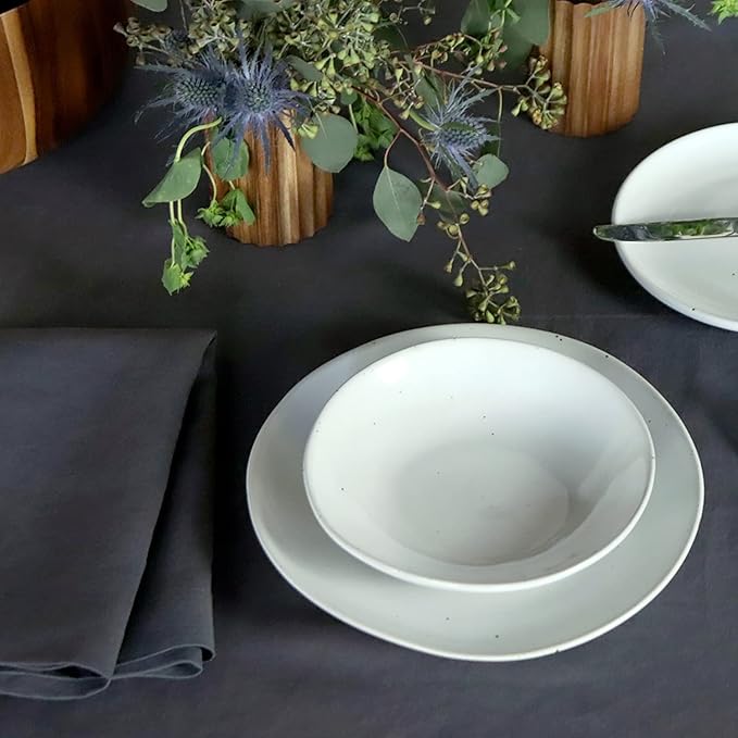 Huddleson Slate Charcoal Grey Linen Napkin 20x20 (Set of Four) Luxury Italian Linen Napkin Sewn in US