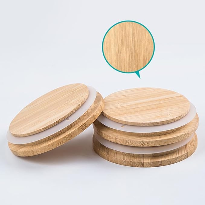 Glass Food Storage Containers with Bamboo Lids Airtight Food Storage Jar Glass Jar Kitchen Canisters for Pasta, Rice, Flour, Sugar(300ml, 65x120mm)