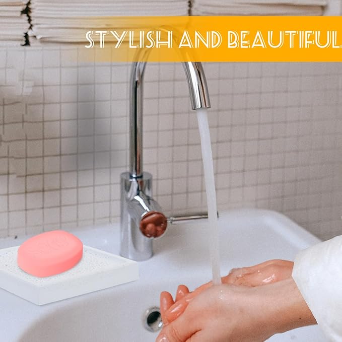 Unomor Water Absorbent Diatomite Soap Dish Holder Quick Drying Soap Tray for Bathroom Kitchen Natural Earth Modern Design -Skid Easy to Clean