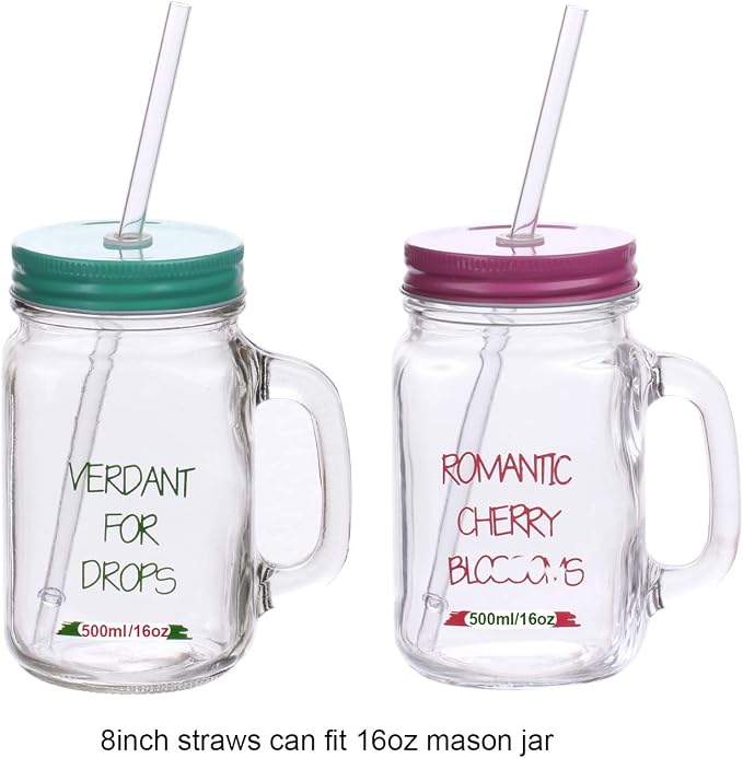 Dakoufish 7 Inch Clear Reusable Tritan Drinking Straws for 10 oz & 12 oz Short Mini Jar/Tumbler,Set of 12 Straws with Cleaning Brush (7inch, Clear)