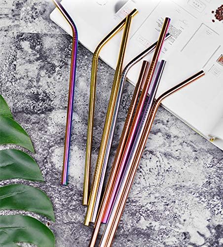 50-Pack Stainless Steel Straws,Super Long 10.5 Inch Drinking Metal Straws for 30oz/20oz Tumblers Yeti Cups Travel Mugs,Reusable Rustproof Dishwasher Safe (All straight 50pcs -10.5" Rainbow)