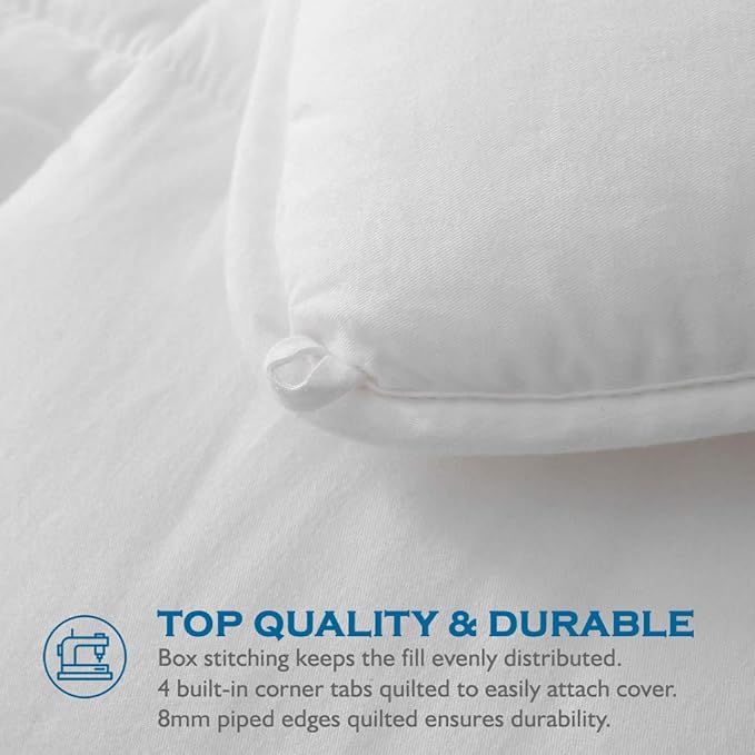 Dafinner 100% Cotton Cover Comforter Queen Size, Ultra-Soft Down Alternative Duvet Insert with Lyocell & Climaloft™ Blend Fill, Breathable Microfiber Comforter for All-Season (90x90”, White)