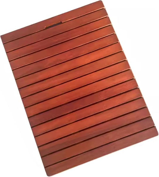 Waterproof Bamboo Bath Mat for Shower, Bathroom Non-Slip Wooden Bath Mat, Solid Wooden Floor Mat for Bathroom, Heavy Duty, for Indoor Outdoor(A,W40xL40cm)