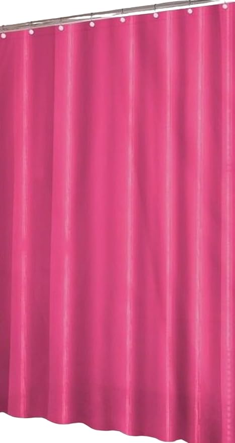 Dependable Industries inc. Essentials Bathroom Magnetized Shower Curtain Liner with Metal Grommets Waterproof (Neon Pink)