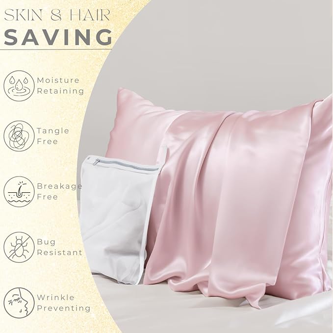 PROMEED Natural 23mm Silk Travel Pillow Cases 13 x 18 with Hidden Zipper, Both Sides Oeko-TEX Certified Real Mulberry Silk Pillowcase for Mini Pillow (Travel-13 x18, Pink)