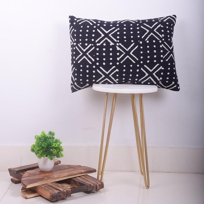 Trade Star Handmade Lumbar Pillow Case Boho Cushion Cover 100% Cotton Pillow Cover for Bedroom Throw Pillow Cases Farmhouse Decorative Tribal Beautiful Indain Cushion Cover (12x18 Inches)