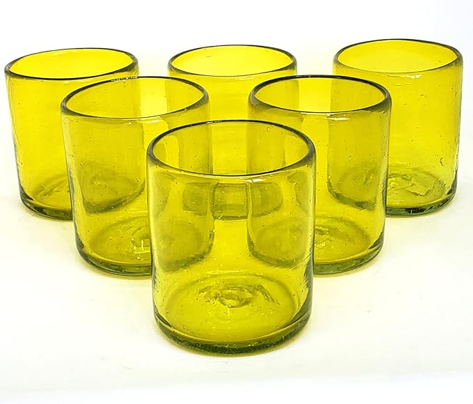 Solid Yellow 9 oz Short Tumblers (set of 6), Recycled Glass, Lead-free, Toxin-Free (9oz Tumbler)