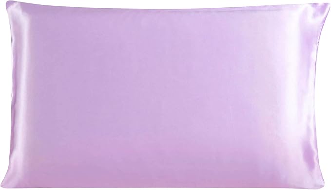 uxcell 1 Pack 100% Charmeuse Pure Silk Pillowcase for Hair and Skin, 350TC 19 Momme Soft Breathable Pillow Case with Hidden Zipper, Light Purple Queen(20x30inch)