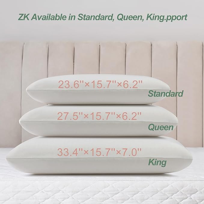100% Natural Talalay Latex Pillow Sleeping Bed Pillows, Extra Soft Luxury Queen Pillow, Perfectly Aligns for Side/Back Pain, Stomach, Neck, Removable Breathable Cotton Cover (1, Queen (High Loft))