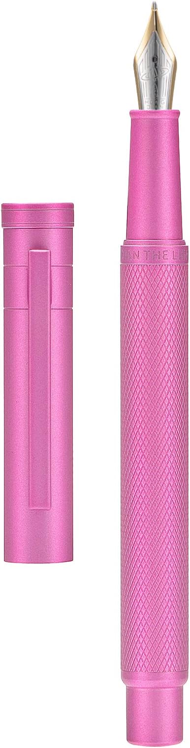 Hongdian 1851 Pink Forest Fountain Pen Blade Nib Classic Design Calligraphy Pen with Converter and Metal Pen Case Set