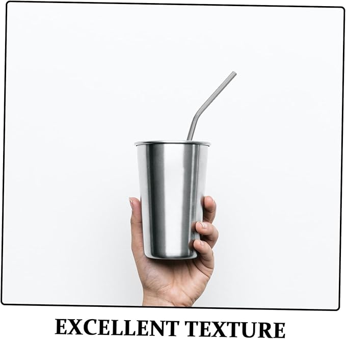 SEWACC 18pcs Stainless Steel Reusable Drinking Straws Set with Cleaning Brushes, Multiple Lengths, Polished Smooth Surface, Straight and Bent Shapes for Family Gatherings and Office Use