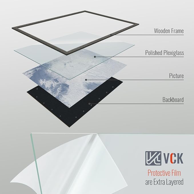 VCK 11x17 Picture Frame Set of 4 - Grey, Gallery-Quality Wood Poster Frames, 1.1-Inch Wide Border, Polished Plexiglass, Vertical or Horizontal Wall Display for Photo/Art/Prints, Grey