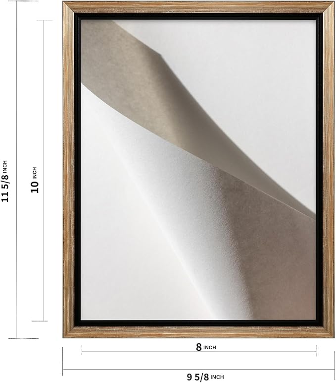 Monem Art Minimalist Folded Paper Abstract Print - Scandinavian Neutral Texture Art Poster - Wall Decor for Living Room, Bedroom or Office - 8x10 Silver Framed CANVAS Wall Art by Mareike Bohmer