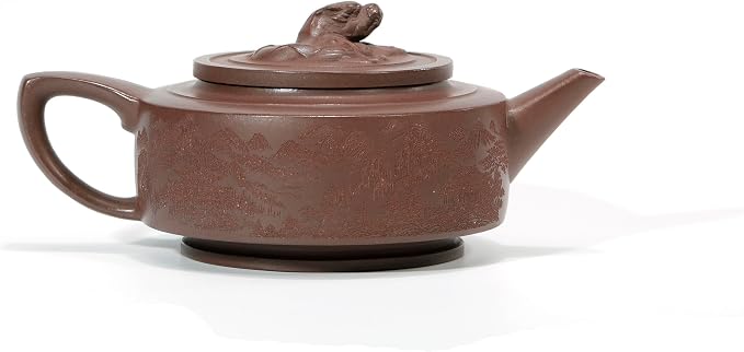 Zisha Teapot, Chinese Yixing Clay Handmade Tea Pot 10 Oz, Infuse Brew Kung Fu Loose Leaf Tea Maker (Panlong,Zini Purple Clay)