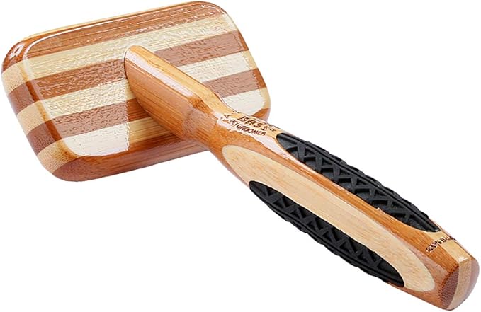 Bass Brushes | De-Matting Pet Brush | Alloy Pin | Pure Bamboo Handle | Slicker Style | Striped Finish | Model A21-SB