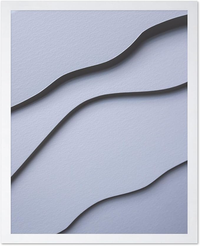 Monem Art Minimalist White Paper Waves Print - Abstract Scandinavian Texture Poster - Wall Decor for Living Room, Bedroom or Office - 16x20 White Framed Wall Art by Mareike Bohmer