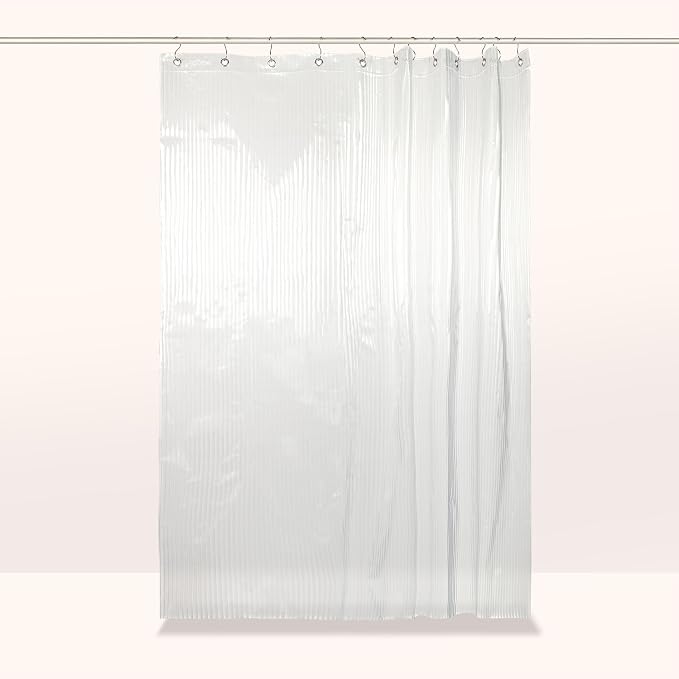 Sproos! - Fluted Shower Liner Clear 72" x 72" - Prevent Water Splashes - Modern Stylish Design - Eco-Friendly Material - Easy Maintenance Durable Long-Lasting