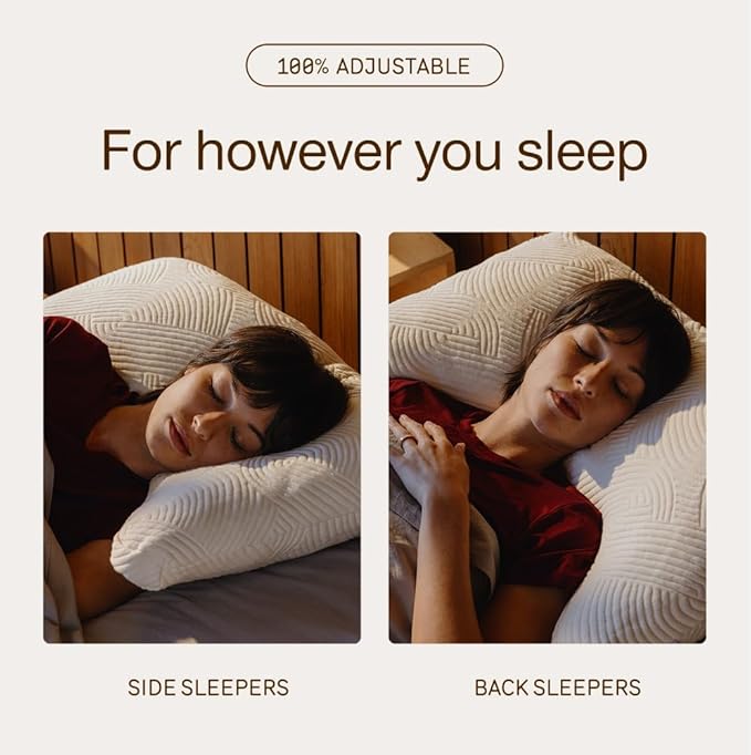 Coop Home Goods Adjustable Latex Crescent Pillow Queen, Talalay Latex & Microfiber Fill, Ergonomic Shape, Naturally Cooling, Eco-Friendly, Medium Firm for Back and Side Sleepers, GREENGUARD Gold