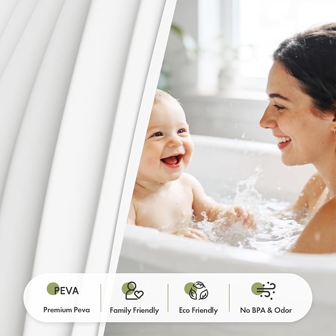 Bathway Shower Curtain Liner, White Shower Curtain Liner 72x84 PEVA Waterproof Shower Curtain Liner Plastic with 3 Magnets and 12 Rustproof Metal Grommets, Lightweight Long Shower Liner for Bathroom