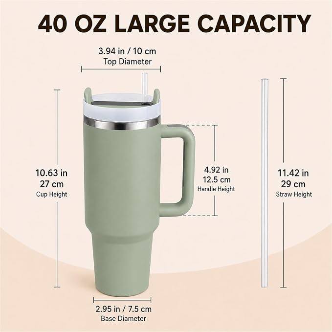 Pandance 4 Pack 40 oz Tumbler with Handle and Straw Bulk, Pastel Mix | Stainless Steel Vacuum Insulated Travel Mug, Sturdy Screw-on lid, Cup Holder Friendly, Large Capacity Cup For Iced Coffee